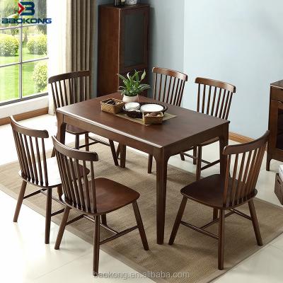 China Dining Set Modern Rubber Wood Furniture Solid Wood Dining Table Set for sale