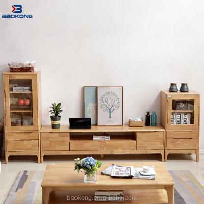 China New Model Popular Drawing Room Solid Wood TV Stand With Display Showcase for sale