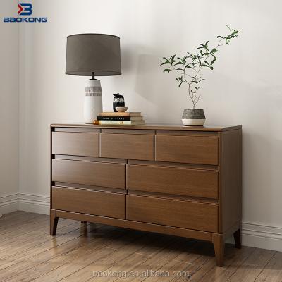 China Solid Wood Walnut 7 Drawers Wooden Chest Cabinet Living Room Furniture for sale