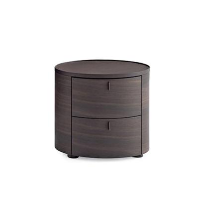 China Factory Wholesale Smoky Imported Natural Oak Veneer Adjustable (Height) Round Shape Modern Design Night Stand For Bedroom Funiture Set for sale