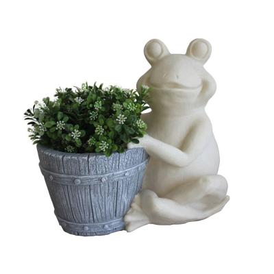 China XUBANG CLASSIC Home and Garden Sandstone Concrete Frog Shape Animal Flower Pots with Warm White Lighting for sale