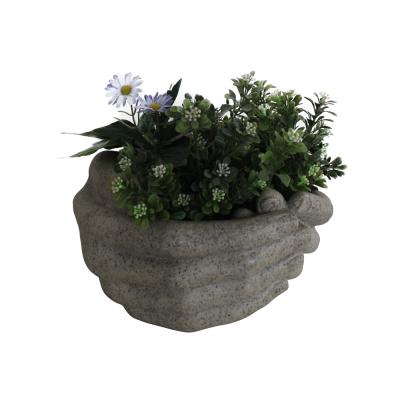 China Art Decor XUBANG Garden Modern Outdoor Decoration Flower Pot European Handmade Carving Stone Flower Pot Environmentally Friendly for sale