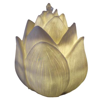 China XUBANG CLASSIC Garden and Home Decoration Sandstone Table Lotus Flower Water Fountain With LED Light for sale