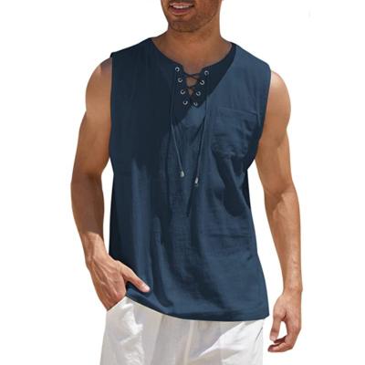 China Factory OEM 100% Cotton Vest Designers High Quality Loose Oversized Premium Customized Sleeveless T-Shirt For Men for sale