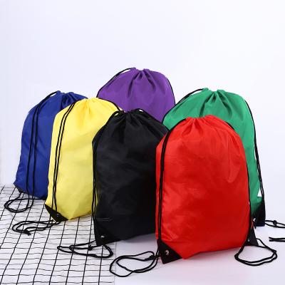 China Custom Printed Waterproof 210D Polyester Drawstring Backpack Waterproof Shopping Drawstring Bags for sale