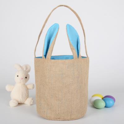 China Dark Blue Easter Bunny Basket Jute Rabbit Gift Eco-friendly Bag For Eggs Wholesale Sedex Factory Unisex Gift 1 Pc/opp Pink Bag New for sale