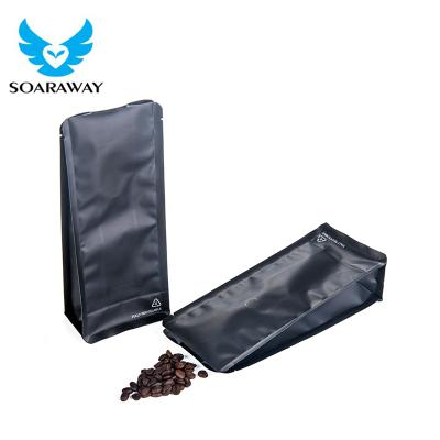 China Hot Sale Safety Laminated Aluminum Foil Matte Black Sachet For Coffee Bean Packaging Bags With Valve for sale