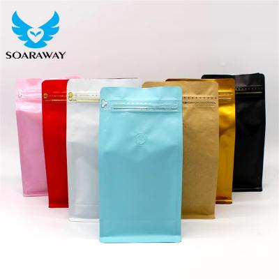 China Free Sample Moisture Proof Custom Printed Matte Black Coffee Bean Packaging Flat Bottom Coffee Bag With Valve for sale