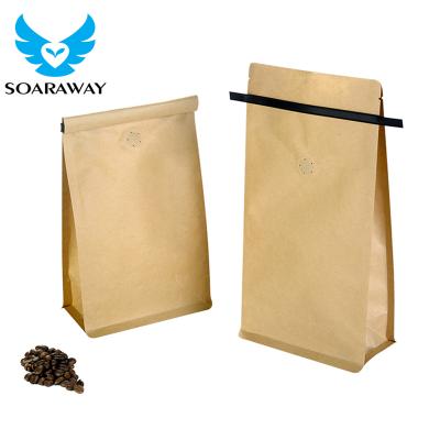 China Recyclable Eco Friendly Custom Flat Bottom Kraft Paper Tea Bag Packaging Coffee Doypack Bag Coffee Pouch With Tin Tie for sale