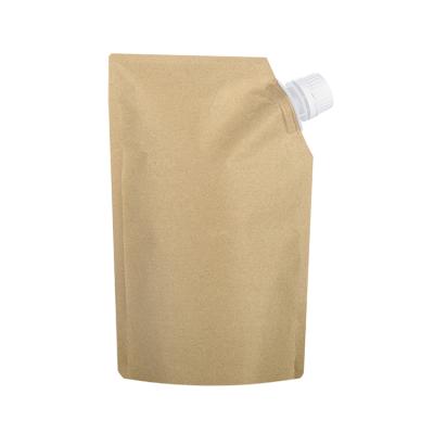 China Biodegradable Custom Kraft Paper Stand Up Liquid Drink Spout Pouch for sale