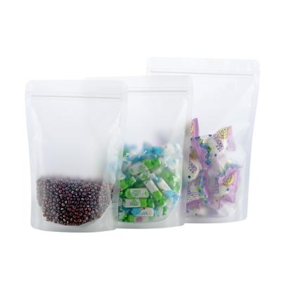 China Moisture Proof Ready To Ship High Barrier Frosted Plastic Clear Stand Up Transparent Pouch Bags With Zipper for sale