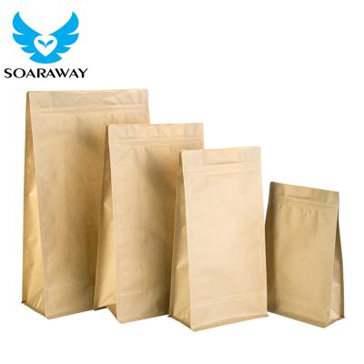 China Recyclable Free Sample Supplied Custom Printed Brown Kraft Paper Bags With Zipper for sale