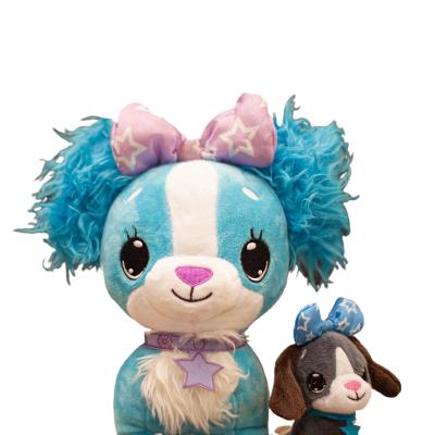 China OEM Sky Blue Soft Embroidery Teddy Bear With A Bow Customized Soft Stuffed Animal Toys for sale