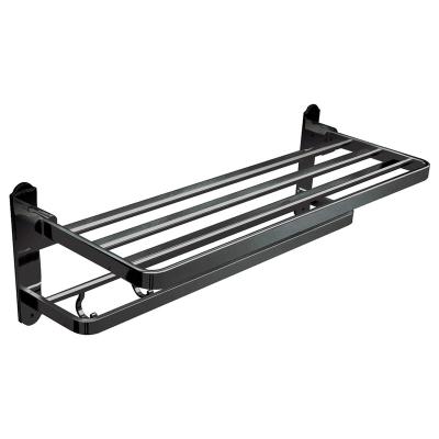 China Black Fashion Color Double Layers Bathroom Towel Rack 600mm Length Good Rate Bathroom Towel Rack Wall Mounted Bathroom Towel Rack Black for sale