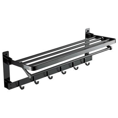 China Fashion top 600L*230W fixed space wall hanging reck aluminum wall towel rack qualityCody with hooks for sale