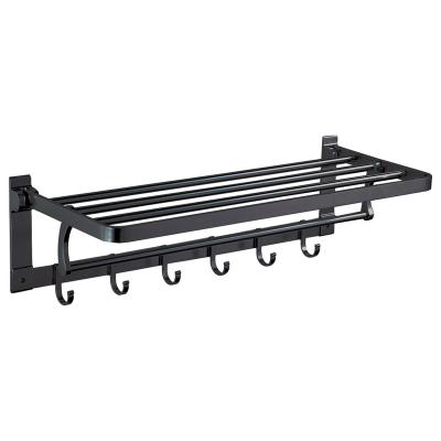 China Fashion Cody 600mmL*230mmW Screw Fix 170mm Height Towel Rack Aluminum Alloy 3 Years Warranty Aluminum Towel Rack With Hanging Hooks for sale