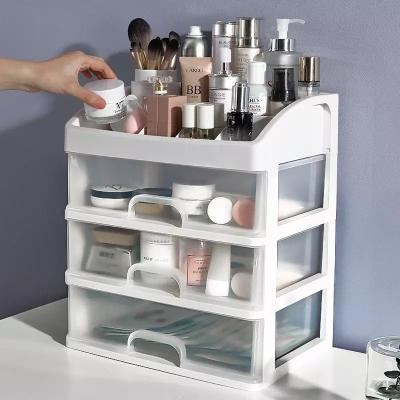 China Wholesale Multifunctional Transparent Plastic Desktop Drawers Viable 4 Layers Makeup Organizer Cosmetics Jewelry Storage Box Container for sale