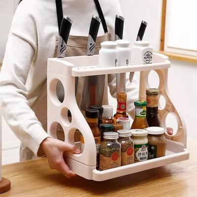 China Sustainable Storage Shelf Kitchen Rack Jar Bottles Seasoning Racks Rack Plastic Rack for sale