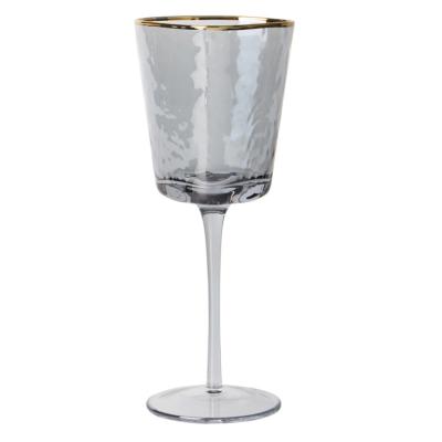 China CLASSIC Handmade Rim Vintage Wine Glasses Goblet Champagne Blue Pink Christmas Party Gold Lead Free Wedding for sale