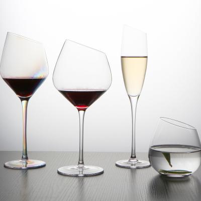 China China good quality slanted whiskey glass glass popular slant champagne red wine handmade lead-free crystal glass for sale