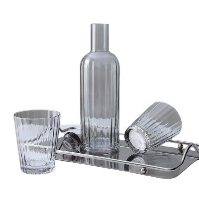 China Nordic Hot Sale Minimalist High Grade Smoke Glassware Cooling Water Juice Jug Water Jug Gray Drinking Glass Set for sale