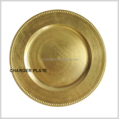 China Disposable Factory Wholesale Bulk Wedding Event Party Tableware Sets Custom Color Round 13inches 33cm Plastic Gold Charger Dish for sale