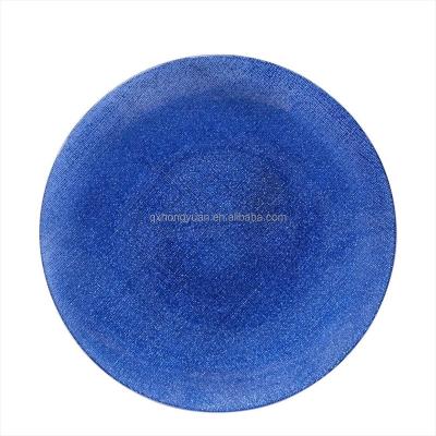 China Viable Wedding Blue Charger Plates Wholesale With Glitter for sale