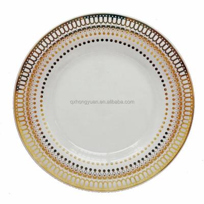 China Customized Round Gold Viable Rim Glass Charger Plates for sale