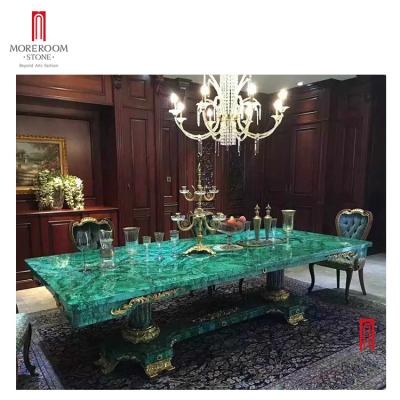 China Semi Precious Stones Modern Furniture Green Malachite Table for sale