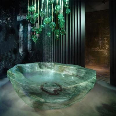 China Modern luxury villa rose white crystal malachite pink stone bathtub for sale