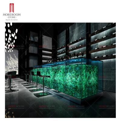 China Contemporary Natural Green Agate Nightclub Light Bar Countertop for sale