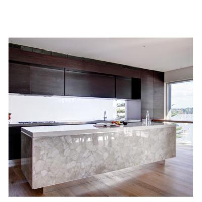 China Modern Semi Precious Stone Quartz Home Kitchen Bar Counter Modern Translucent Crystal White Design for sale