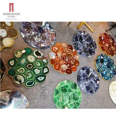 China Natural Semi Precious Stone Semi Precious Agate Stone Table Top for sale