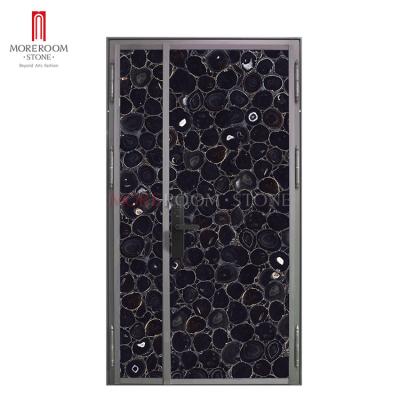 China Luxury Gemstone Agate Frame Metal Swing Side Panels Single Swing Door For Sale for sale