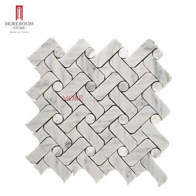 China White Carrara Marble Irregular Mosaic Inlay Floor Tile Residential Mosaic for sale