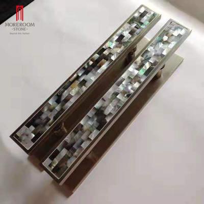 China Morden Gold Custom Natural Abalone Shell Mosaic Pearly Door Handle for sale