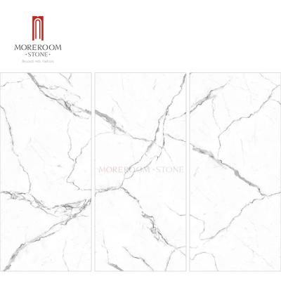 China Modern Design 6mm Large Size Metallic Glazed White Marble Tiles Porcelain Floor Flooring for sale