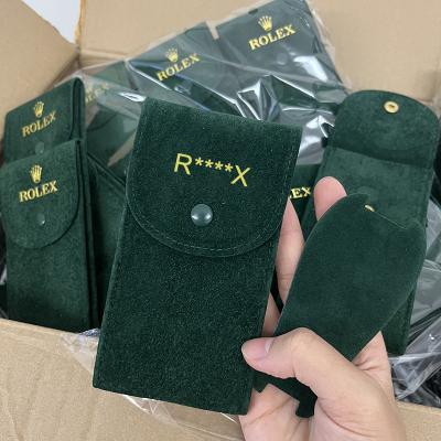 China Handmade In Ship Green Packing Wristwatches Stock Pouch Bag Boxes For Watch Box for sale