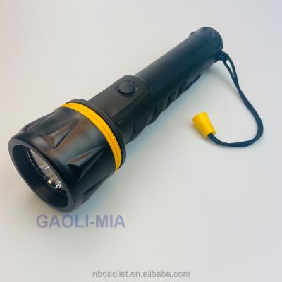 China CHEAP RUBBER EMERGENCY FLASHLIGHT 3LED 1 BULB FACTORY 3D BATTERY PLASTIC TORCH YELLOW for sale