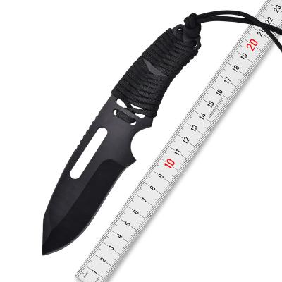 China Non-variable Handle Outdoor Straight Knife Stainless Steel Rope Link Jungle Hunting Camping Knife Portable Knife for sale