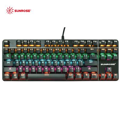 China Numeric Keypad Wired 87 Key Mechanical Rainbow 7 Color Led Backlit Gaming Keyboard Ergonomic Design for sale