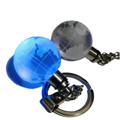 China Hot Selling Personalized Keychains Globe Key Chain Crystal Led Globe Keyholder With Earth Map Key Chain for sale