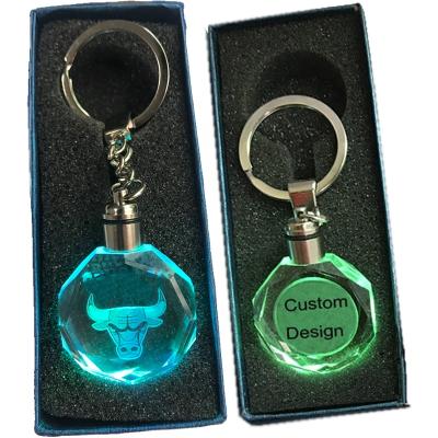 China Giveaway Gifts New Arrival Customized Keychain Cow Crystal Bull Key Chain With Led for sale