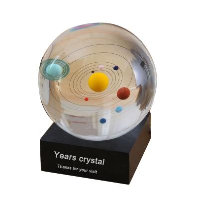 China Europe YearsCrystal Gifts Souvenirs Planet 3D Glass Color Engraved Crystal Ball Solar Sphere for sale