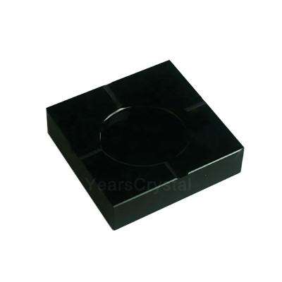 China Custom Europe Obsidian Ash Tray Black Glass Crystal Ashtray For Business Gift for sale