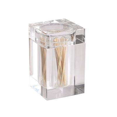 China Creative Glass Storage Box Daily Home Stocked Crystal Toothpick Holder Toothpick Box Bottle Dining Room for sale