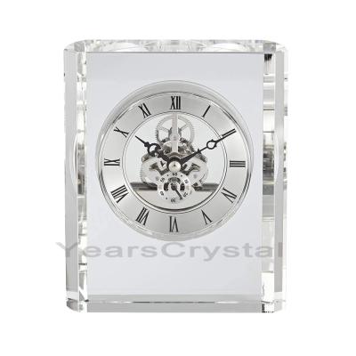 China New Europe Style Custom Clock Sublimation Table Clock Glass Crystal Craft for sale