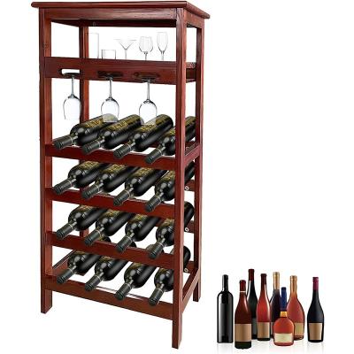 China Small 2 Tier Countertop Sustainable Space Saving Bamboo 8 Bottle Wine Racks, Wine Organizer for sale