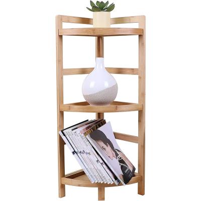 China Wholesale stocked and multi functional 4 tier 100% bamboo shelf for storage and save space for sale