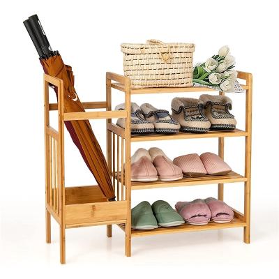 China 3 Tier Adjustable Bamboo Shoe Rack Free Standing (Height) Storage Shelf for sale